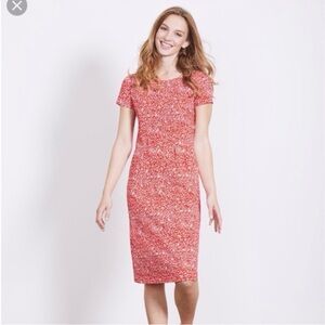 Boden Phoebe Jersey Dress red & white floral print short sleeve pleated waist 6L